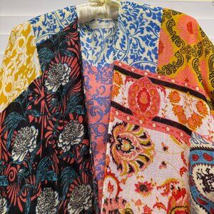 Do everything in love colorfully patterned kimono; Size: OS fits most